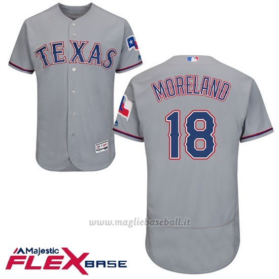 Maglia Baseball Uomo Texas Rangers Mitch Moreland Grigio Autentico Collezione Flex Base
